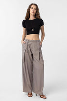 Antioch-Bej Kemerli Pilili Kadın Pantolon-Kumaş Pantolon-2-Milagron.com