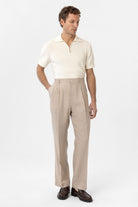 Antioch-Bej Keten Karışımlı Erkek Baggy Pantolon-Kumaş Pantolon-2-Milagron.com