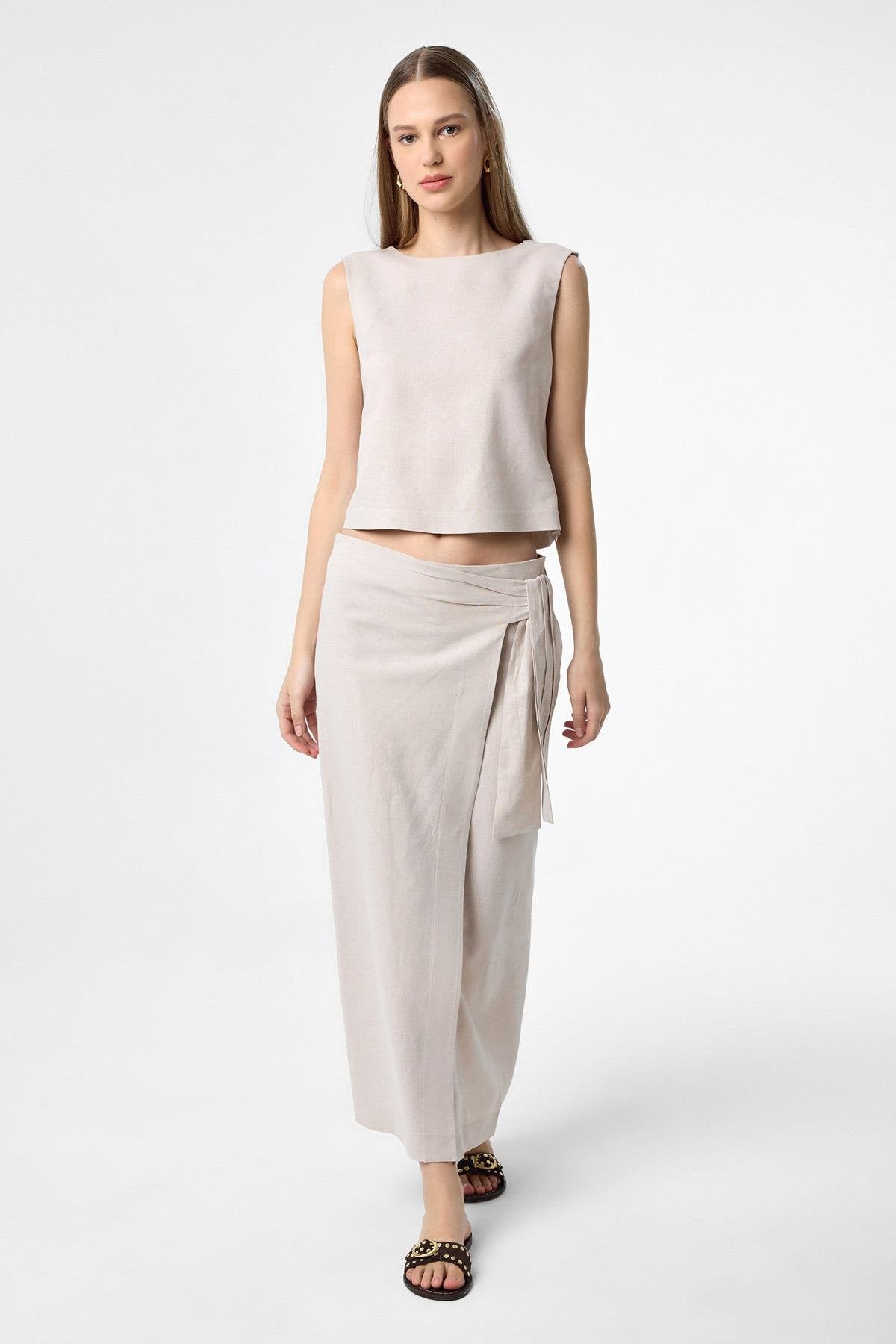 Antioch-Bej Keten Karışımlı Kadın Bluz-Bluz-2-Milagron.com