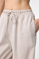 Antioch-Bej Keten Karışımlı Kadın Pantolon-Kumaş Pantolon-3-Milagron.com