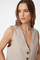 Antioch-Bej Keten Karışımlı Kadın Terzi Yeleği-Yelek-3-Milagron.com