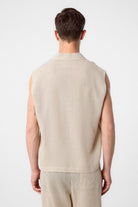 Antioch-Bej Keten Karışımlı Kolsuz Erkek Gömlek-Gömlek-5-Milagron.com