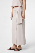 Antioch-Bej Keten Karışımlı Kuşaklı Kadın Etek-Etek-1-Milagron.com