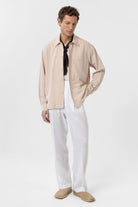 Antioch-Bej Keten Karışımlı Relaxed Erkek Gömlek-Gömlek-3-Milagron.com