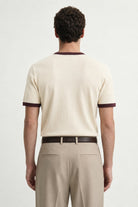 Antioch Bej Kontrast Yaka Erkek T-Shirt