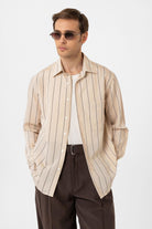 Antioch-Bej Kontrast çizgili Erkek Gömlek-Gömlek-1-Milagron.com
