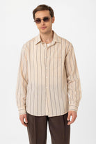 Antioch-Bej Kontrast çizgili Erkek Gömlek-Gömlek-2-Milagron.com