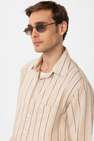 Antioch-Bej Kontrast çizgili Erkek Gömlek-Gömlek-3-Milagron.com