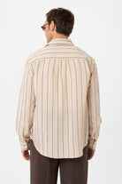 Antioch-Bej Kontrast çizgili Erkek Gömlek-Gömlek-5-Milagron.com