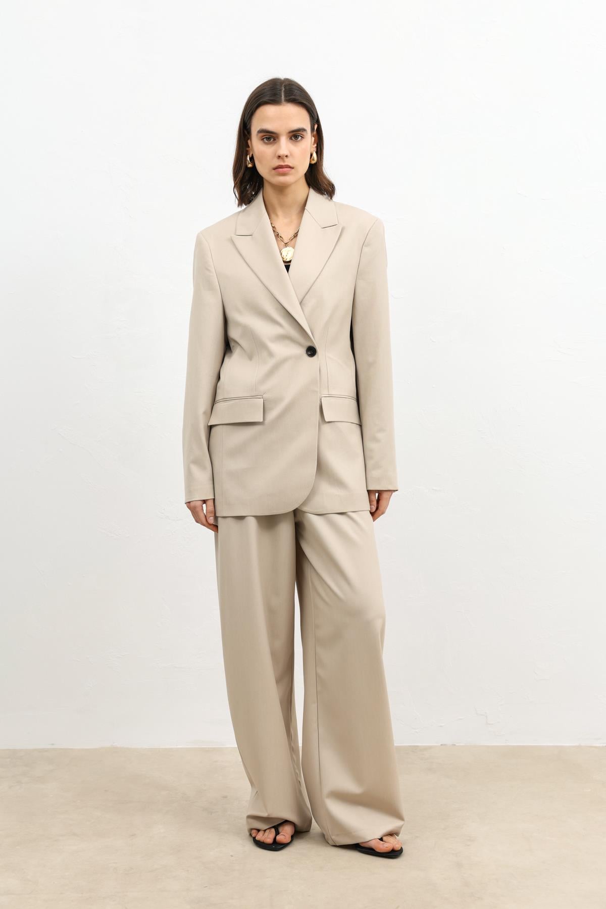Antioch Bej Kruvaze Kadın Blazer