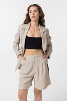 Antioch-Bej Kruvaze Kadın Blazer Ceket-Blazer Ceket-3-Milagron.com