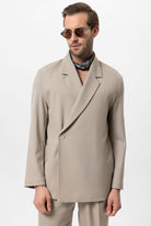 Antioch-Bej Kruvaze Kapama Gizli Cep Erkek Blazer Ceket-Ceket-1-Milagron.com