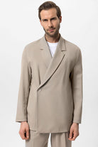 Antioch-Bej Kruvaze Kapama Gizli Cep Erkek Blazer Ceket-Ceket-2-Milagron.com