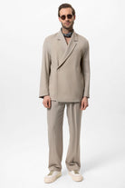 Antioch-Bej Kruvaze Kapama Gizli Cep Erkek Blazer Ceket-Ceket-3-Milagron.com