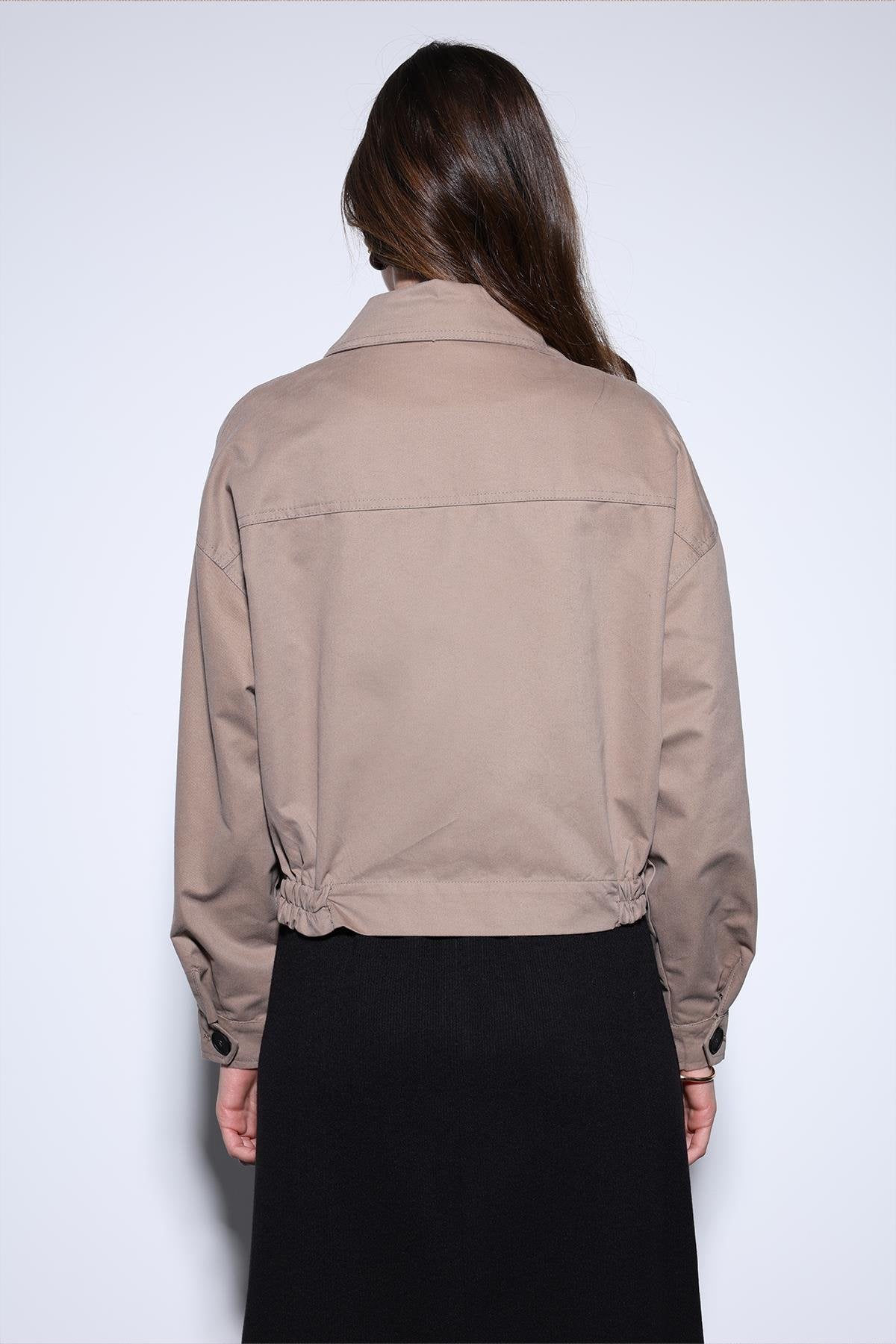 Antioch-Antioch Bej Kruvaze Kısa Kadın Trençkot-Trençkot-6-Milagron.com