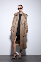 Antioch-Bej Kruvaze Süet Görünümlü Premium Kadın Trençkot-Trençkot-3-Milagron.com