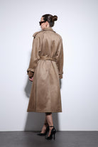 Antioch-Bej Kruvaze Süet Görünümlü Premium Kadın Trençkot-Trençkot-5-Milagron.com