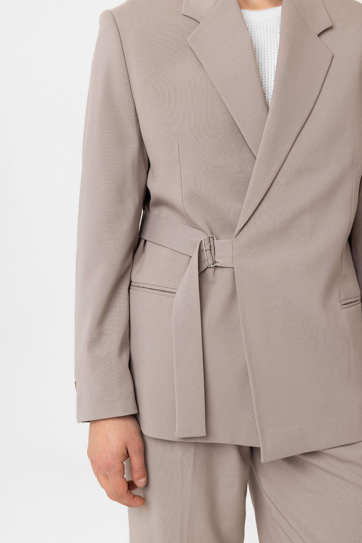 Antioch-Bej Kuşaklı Relax Fit Erkek Blazer Ceket-Blazer Ceket-2-Milagron.com