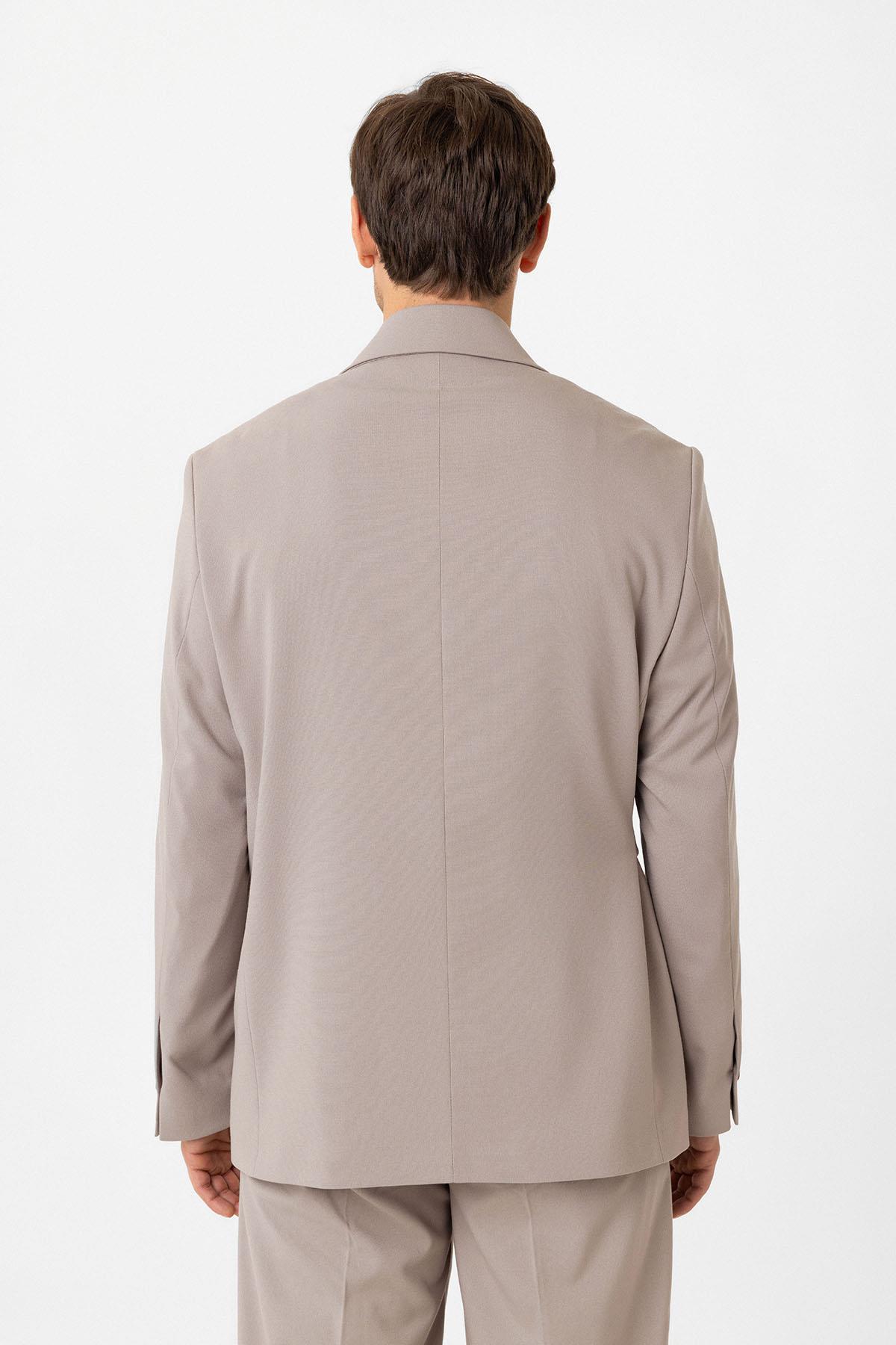 Antioch-Bej Kuşaklı Relax Fit Erkek Blazer Ceket-Blazer Ceket-4-Milagron.com