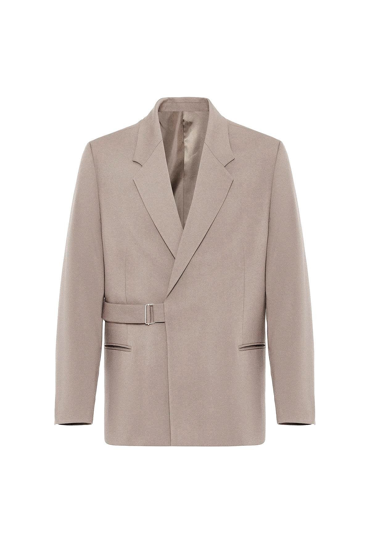 Antioch-Bej Kuşaklı Relax Fit Erkek Blazer Ceket-Blazer Ceket-5-Milagron.com