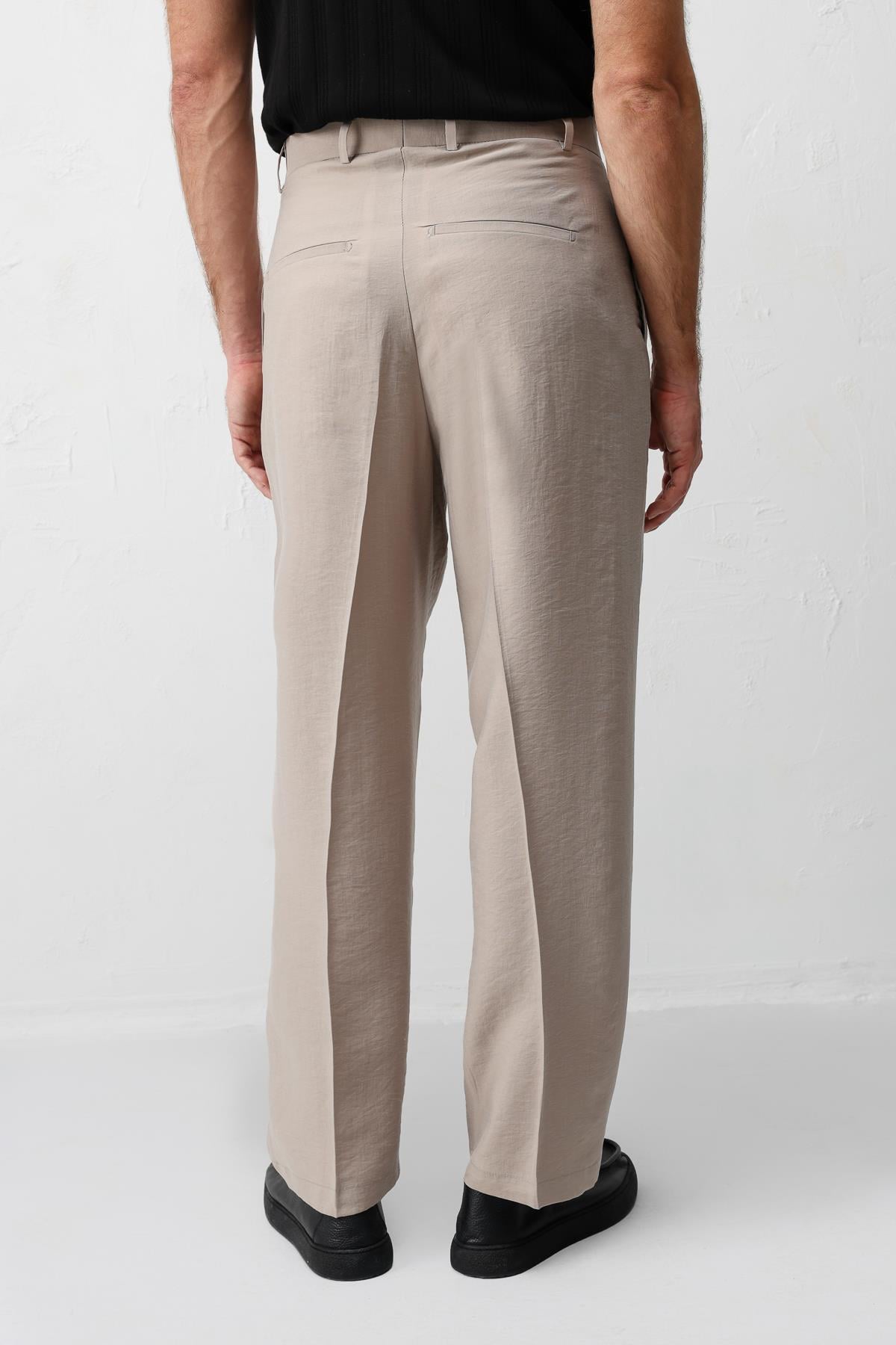 Antioch Bej Lyocell Relaxed Fit Pileli Erkek Pantolon
