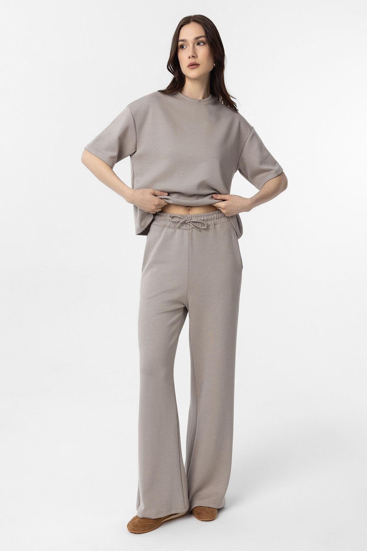 Antioch-Bej Modal Kadın Eşofman Takım-Alt - Üst Takım-2-Milagron.com