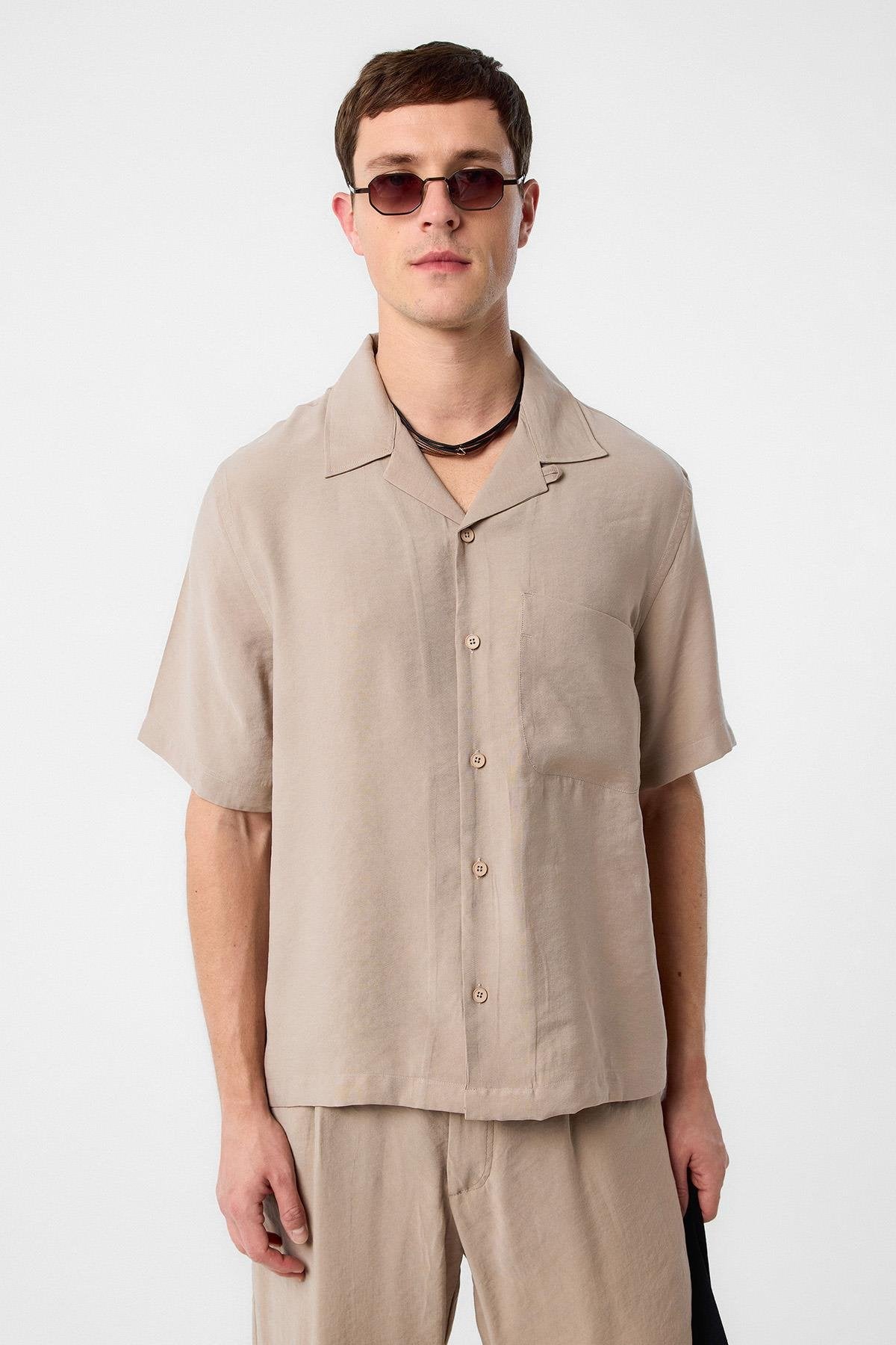 Antioch-Antioch Bej Modal Kumaş Erkek Gömlek-Gömlek-5-Milagron.com