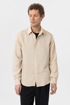 Antioch-Bej Modal Kumaş Relax Fit Çizgili Erkek Gömlek-Gömlek-1-Milagron.com