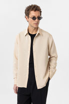 Antioch-Bej Modal Kumaş Relax Fit Çizgili Erkek Gömlek-Gömlek-2-Milagron.com