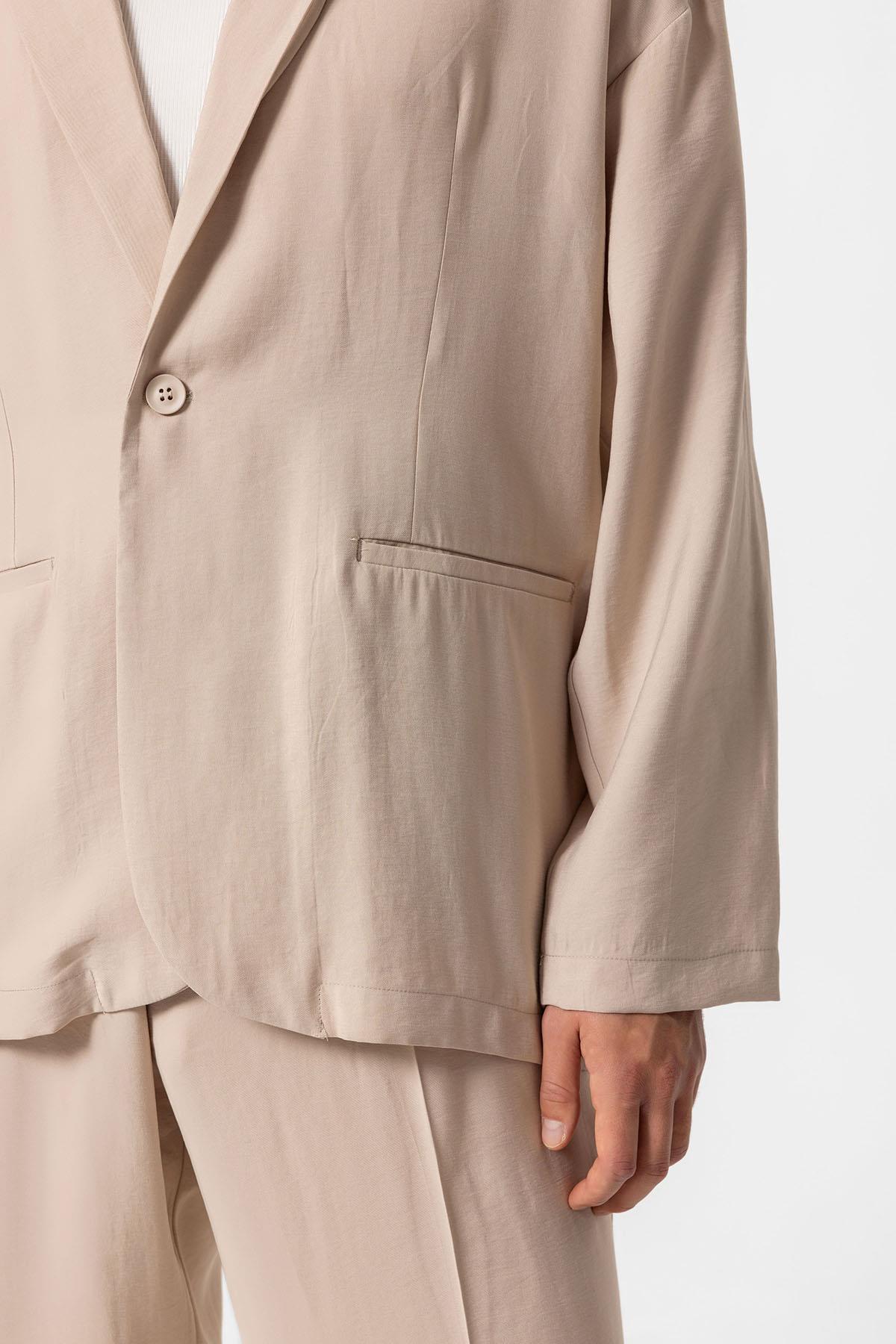 Antioch-Bej Oversize Astarsız Erkek Blazer Ceket-Ceket-3-Milagron.com