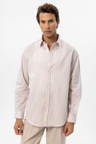 Antioch-Bej Oversize Çizgili Erkek Gömlek-Gömlek-1-Milagron.com