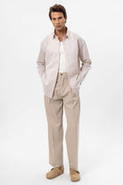 Antioch-Bej Oversize Çizgili Erkek Gömlek-Gömlek-2-Milagron.com