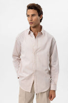 Antioch-Bej Oversize Çizgili Erkek Gömlek-Gömlek-4-Milagron.com