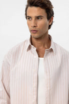 Antioch-Bej Oversize Çizgili Erkek Gömlek-Gömlek-5-Milagron.com