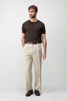 Antioch Bej Pileli Relaxed Fit Erkek Pantolon