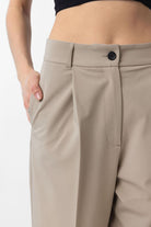 Antioch-Bej Pilili Kadın Pantolon-Kumaş Pantolon-3-Milagron.com