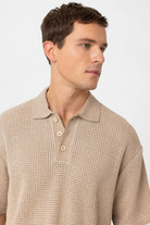 Antioch-Bej Polo Yaka Dokulu Relaxed Erkek T Shirt-T-Shirts-4-Milagron.com