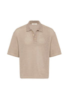 Antioch-Bej Polo Yaka Dokulu Relaxed Erkek T Shirt-T-Shirts-5-Milagron.com
