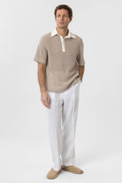 Antioch-Bej Polo Yaka Örgü Erkek T Shirt-T-Shirts-2-Milagron.com