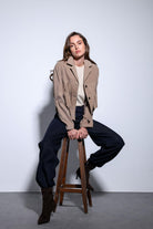 Antioch-Antioch Bej Püskül Detaylı Süet Kadın Ceket-Ceket-3-Milagron.com