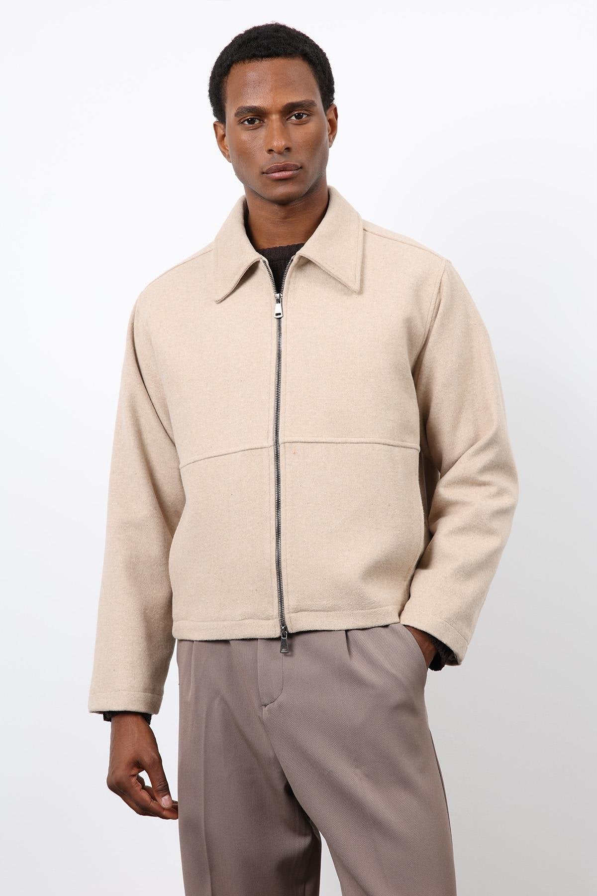 Antioch-Bej Regular Fit Dokulu Erkek Mont-Mont-5-Milagron.com