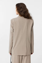 Antioch-Bej Regular Fit Kruvaze Kadın Blazer Ceket-Blazer Ceket-5-Milagron.com