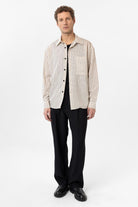 Antioch-Bej Relax Fit Çizgili Erkek Gömlek-Gömlek-3-Milagron.com