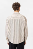 Antioch-Bej Relax Fit Çizgili Erkek Gömlek-Gömlek-5-Milagron.com