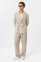 Antioch-Bej Relax Fit Diagonel İnce Erkek Blazer Ceket-Blazer Ceket-2-Milagron.com