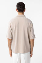 Antioch-Bej Relax Fit Fermuarlı Polo Yaka Erkek T Shirt-T-Shirts-5-Milagron.com