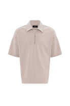 Antioch-Bej Relax Fit Fermuarlı Polo Yaka Erkek T Shirt-T-Shirts-6-Milagron.com