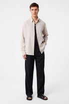 Antioch-Bej Relax Fit Keten Karışımlı Erkek Gömlek-Gömlek-3-Milagron.com