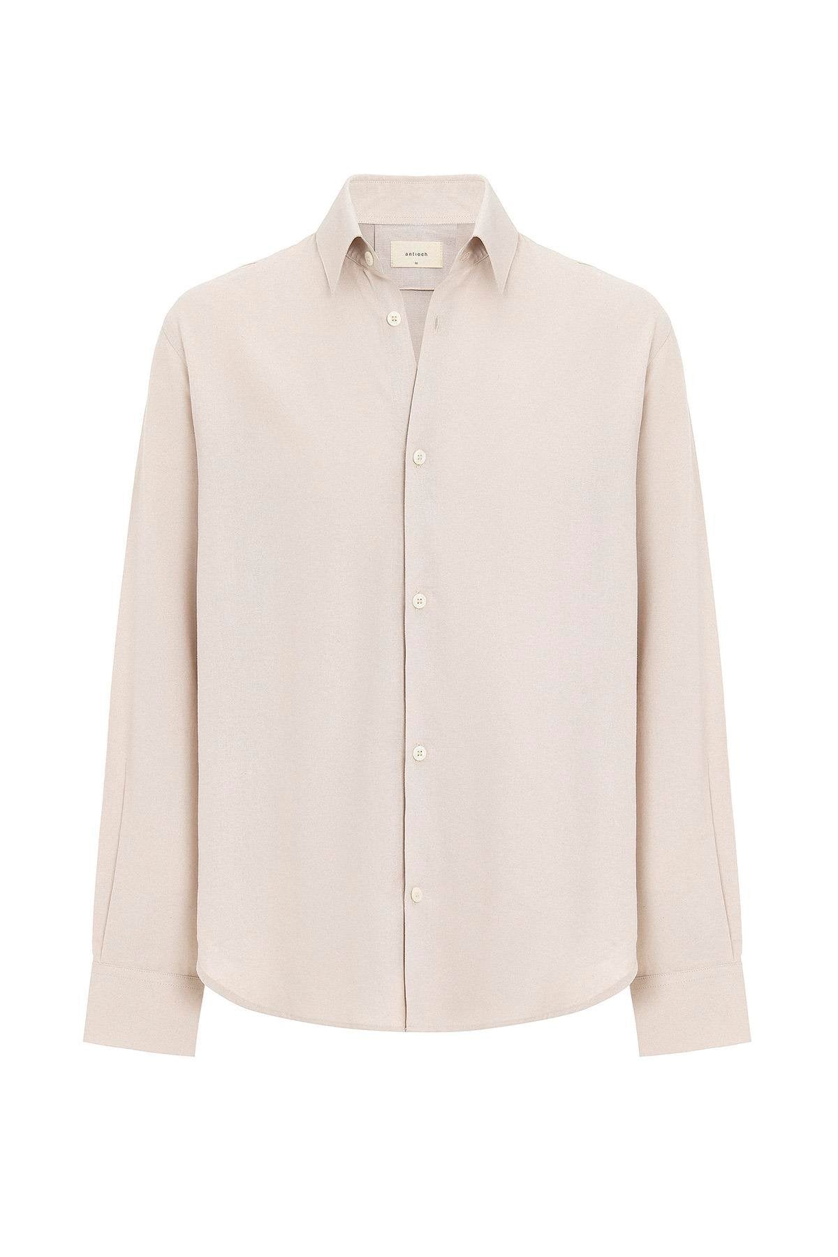 Antioch-Bej Relax Fit Keten Karışımlı Erkek Gömlek-Gömlek-6-Milagron.com