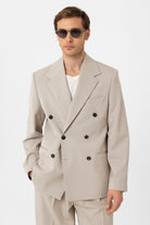 Antioch-Bej Relax Fit Kruvaze Erkek Blazer Ceket-Blazer Ceket-1-Milagron.com